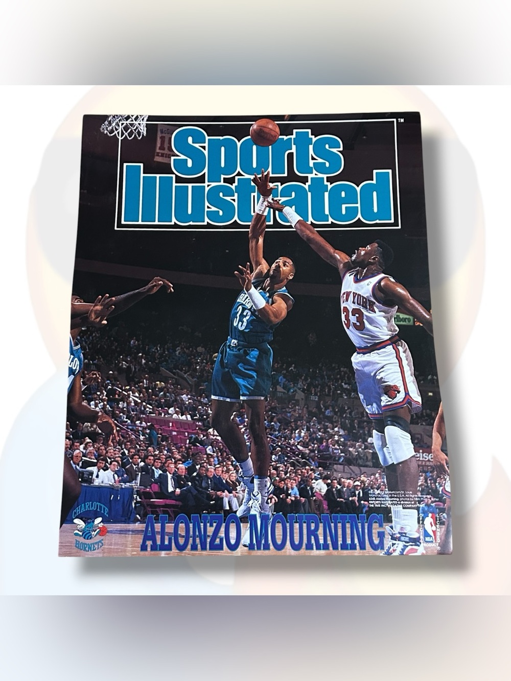 Vintage 1993 Alonzo Mourning Charlotte Hornets NBA Sports Illustrated Poster